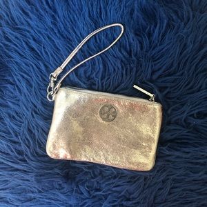 Silver Tory Burch wristlet